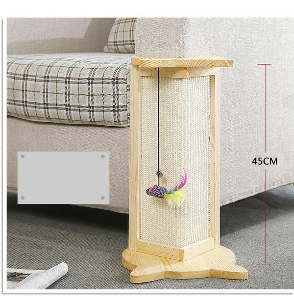 Wall Corner Wooden Sisal Scratching Post