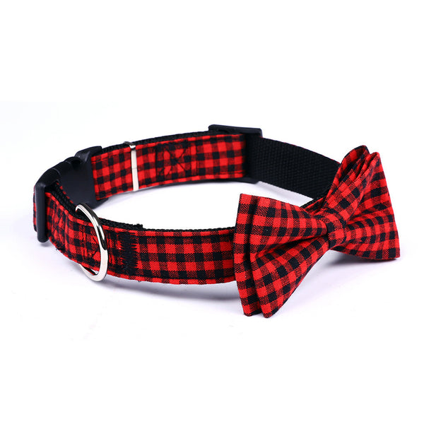 British Style Plaid Bow Tie Collar