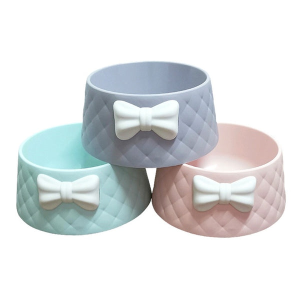 Candy Color Bowknot Bowl for Dogs & Cats