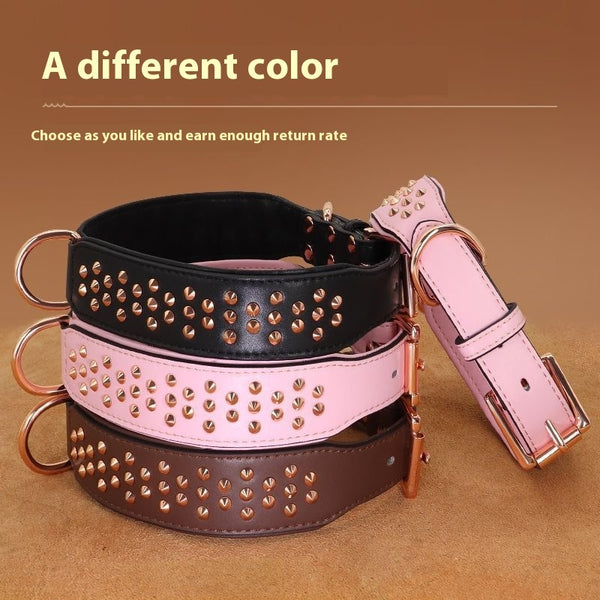 Anti-Bite Leather Rivet Collar