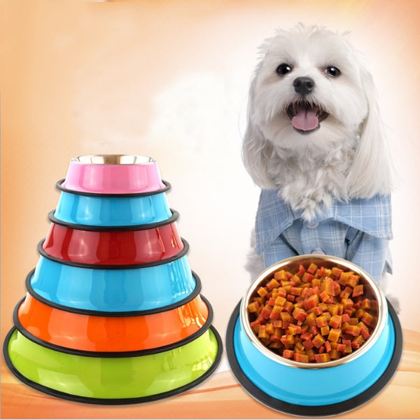 Non-Slip Stainless-Steel Bowls for Dogs & Cats